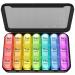 Zoolion Weekly Pill Box 7 Day 3 Times a Day (Morn/noon/Night) Daily Portable Travel Pill Box Organiser Tablet Box with Large Compartments Hold for Fish Oils Vitamins Supplements (Black) Rainbow