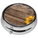 Sunflower Printed Mini Round Pill Box - 3 Compartment Travel Organizer for Medicine Portable Pocket Case for Home & Office - Buy Online on GoSupps.com