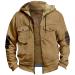 Hanxiulin coat plush jacket hoodie jacket oversize winter coat hiking jacket men long sleeve standing collar upper clothes long thick light quilted jacket casual fashion plush jacket buffer jacket transition khaki m