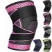 Adjustable Knee Support Brace 1 pack Compression Knee Sleeves for Men Women Use for Meniscus Tear Arthritis Tendinitis Ligament Injury Weight Lifting Anti Slip Knee Brace (Rose Red X-Large) Rose Red X-Large