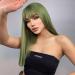 Pretfy Green Wig for Women 16 Natural Middle Length Straight Wig with Hair Bangs - Grass Green Wig for Cosplay & Halloween - Heat Resistant Synthetic Hair - Short-2 (Green) - Buy Online on GoSupps.com