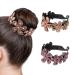ISKYBOB 2 Pieces Rhinestone Flower Ponytail Holder Twist Bun Shaper Women Hair Grips Claw  Wine Red+Multicolored