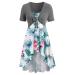 Siconght summer dresses women summer dress clothes two-part Bowknot association top + sunflower-flower-caricature-print-dress m Bblue