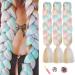 Showjarlly 3 pieces Jumbo Braid Kunsthaar 24 inch Kankalon Rainbow Colors BraIding Hair Braid Extensions for crochet twist lichen (yellow/rose/cyan) 61cm-24-inch (3-pack) gold/yellow/pink/cyan