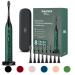 Wagner & Stern Ultrasonic whitening Toothbrush with Pressure Sensor. 5 Brushing Modes and 4 Intensity Levels with 3D Sliding Control 8 Dupont Bristles Premium Travel Case. Green