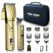 FADEKING Professional Hair Clippers and Trimmer Set - Cordless Hair Clippers for Men, LCD Display Barber Clippers for Hair Cutting, Rechargable Beard T Outliner Trimmers Haircut Grooming Kit Gloden+gold