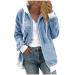 Yihaojia Fuzzy Jackets for Women with Hood Zip Up Hooded Christmas Print Cardigan Coats Fluffy Sherpa Outerwear Blue#31 Medium