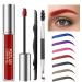 POZILAN Red Eyebrow Gel Waterproof with Eyebrow Brush - 0.211 Fl Oz Colored Brow Gel Red Eyebrow Mascara for Colored Brow Makeup  Long-Lasting  Sweatproof