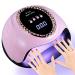 UV LED Nail Lamp  168W UV Light for Nails Fast Curing Gel Polish Lamp with 60 Lamp Beads 4 Timer Settings and Professional Nail Dryer with Automatic Sensor (Pink) (Normal Pink)