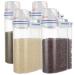 AKOLAFE 4 Pack Flour Container 5LB Pantry Food Storage Containers with Lids Airtight & Measuring Cup Small Air Tight Rice Holder Bin Plastic Cereal Grain Dispenser Kitchen for Sugar Dry Goods Pet Food