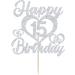 Happy 15th Birthday Cake Topper 15th Cake Topper Happy 15th Birthday Decorations for Boys/Girls Happy Bithday Party Decorations Silver Glitter - Buy Online on GoSupps.com