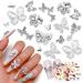 90 PCS 3D Butterfly Nail Rhinestones Charms Sliver Metal Acrylic Nail Art Alloy Shiny Crystals Gems Diamonds Nail DIY Jewels Accessories Design Supplies Decoration Set Sliver Butterfly