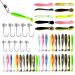 53 pieces of fishing raids Set 2 sizes of jig heads 10 pieces of jig hooks 43 piece of rubber fishing bait carp accessories set pike bait for salt water fish and fresh water fish suitable