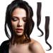NICENEEDED 1 Pair Dark Brown Clip in Fake Bangs Hair Clip in Extensions Faux Bangs Wavy Curly Long Side Air Bangs Clips Hair Pieces Barrettes for Women Daily Use