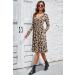OUGES Women's Spring Casual Midi Dress with Pockets - Long Sleeve V-Neck Floral Wrap Dress - Buy Online on GoSupps.com