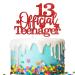 Tenhaisi Gilttery Red 13 Ofiicial Teenager Cake Topper Happy 13 Teenager Birthday Cake Topper Cheers to 13 Years Decoration