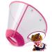 In hand Adjustable Recovery Cat Cone Dog Cone Collar Clear Padded ECollar with Breathable Soft Edge Plastic Soft Cone Designed for Cats and Puppies Pink M (Neck Girth 7"-9.8" Depth 3.6")
