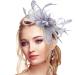 Drolasa Fascinators for Women With Hair Clips Headbands Flax Fascinators for Women High Tea Lightweight Fascinator (Grey)