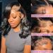 Pazat Short Body Wave Lace Front Wig - 12 Inch Human Hair Glueless Wig with Pre Plucked Baby Hair - 180% Density Loose Body Wave HD Lace Frontal Wig for Women - Natural Black - Buy Online on GoSupps.com