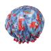 1 Pcs Satin Shower Cap for Women Cute Animal Printed Waterproof Bath Cap for Girl Long Hair (04 Llama Blue)