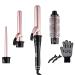 CCKeyin curling iron set 4 In 1 multifunctional ceramic coating curling iron curly winder kit curly bars with different attachments large and small curly set set pink