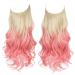 SARLA Hair Extension 18 Inch Invisible Adjustable Wire Hair Piece Curly Wavy Long Synthetic Hairpieces for Women Natural Heat Temperature Fiber (18 Inch (Pack of 1) Beach Blonde to Pink) 18 Inch (Pack of 1) Beach Blonde to Pink