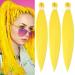 YDDM PRE Stretched Braiding Hair Extensions 20 inch 3packs Extensions Kunsthaar Braids Yellow Hair extension Art hair for braid Extension for Braids Jumbo Braids Hair (20 inches Yellow#) 50.8cm-20 inches (3 SPACK) Yellow#