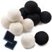 Daily treasures 12PCs organic wool raccoon with 2PCs animal hair remover natural wool dryer balls for sensitive skin reduce folds (white and black)