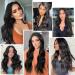 Clip In Beach Wavy Hair Extensions - 4 Pieces Black Synthetic Hair for Women | Thick Soft 50cm Full Head Extensions (1B#) - Buy Online on GoSupps.com