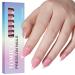 Tomicca French press on nails 180 pieces of almond nail tips 3 in 1 nail tips pre-colored full cover and preformed full base coat nail tips for nail art nail extensions in 15 sizes rose almond rose
