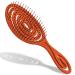 Ninabella Bio Hairbrush without Ziepen for women men & children - Discrining also for curls & long hair - Unique professional detergent brush with a spiral feather - Color orangerot