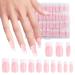 Press on Nails Square French False Nails Full Cover Coffin Fake Nails Nude Color False Nail Glossy French Tip Nail Art Manicure Decorations for Girls Women 360 Pieces
