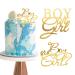 2pcs Boy or Girl Cake Topper Glitter Gold Acrylic Cake Decoration Pick Supplies for Baby Shower Gender Reveal Party