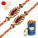 Ghasitaram Gifts Rakhis Online Set of Two J-3756 Big Oval Jewel Rakhiwith 100 GMS of Dryfruits Mix Can 2 Rakhi with 100 gms of Dryfruits Mix Can