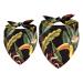 Dog hollow cloth triangular cloth with birds and tropical leaves for small medium -sized and large dogs and cats triangular scarf 2 pieces of multi -colored 15