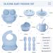 Silicone Baby Weaning Set (10 Pcs) - Adjustable Bib, Suction Bowl, Plate, Fork, Spoon, Cup Kit - Blue - for Babies, Toddlers, Kids - Buy Online on GoSupps.com