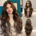 HAIRCUBE Wigs for Women Synthetic Curly Hair Wig Middle Parting Light Golden Brown