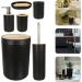 LUOZZY Bathroom Essentials Set - Black Trash Can, Toothbrush Cup, Hand Sanitizer Bottle - Buy Online on GoSupps.com