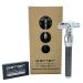 Parker 92R Graphite Gray Long Handle Heavyweight Butterfly Open Double Edge Safety Razor for Men 5 Parker Premium Platinum Double Edge Razor Blades Included