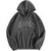 Men's Letter Graphic Long Sleeve Hoodie - Dark Gray Pullover Sweatshirt - Buy Online on GoSupps.com