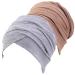 Turban Head Wrap Scarf African Soft Long Scarf Shawl Hair Boho Headwrap Stretch Headband Tie for Women Gray&khaki