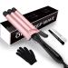 3 Barrel Curling Iron 7.5 inch Long Extended Wand Tourmaline Triple Barrels with LCD Temp Display Beach Waves Hair Crimper Pink