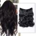 Hair extension with rubber band silk-co wavy extensions with invisible line-synthetic hair part such as real hair hair compression hair extensions for women raven black 40cm