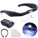 Headband Magnifier Rechargeable Magnifying Glass with LED Light Hands Free Magnifying Glass for Reading Interchangeable Magnification Lenses 1.5X 2.5X 3.5X 5X for Close Work Jewelry Hobby Crafts Lighted