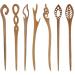 7 Pack Vintage Retro Handmade Ancient Chinese Japanese Brown Wooden Hair Sticks Chopsticks Hair Pins Picks Wood Sandalwood Carved Smooth Long Horn Fork Pen Hairpins Clips for Bun Chignon Holder Bulk