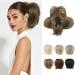 REECHO Hair Bun Claw Clip Messy Bun Hair Piece Short Ponytail Extension with Bendable Metal Wire Fake Bun Hair Pieces for Women - Ginger Brown