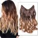 Silk-Co hair extension with rubber band adjustable Secrets hair part synthetic extensions with cord invisible corrugated extensions for women light brown to chestnut brown 50cm 50 cm light brown too chestnut brown