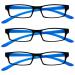 The Reading Glasses Company Black Bright Blue Neck Readers Value 3 Pack Men Women RRR20-3 +2.00