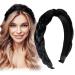 Clinity with a hair -ready braided headband wide hair band dotted vintage padded hair ripe rockabilly fashion hair accessories headband for women and girls black black with dots