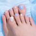 Beetles Press on Toe Nails 24 PCS 12 Sizes Press on Toenails Short Square Toe Press On Nails Fake Toe Nails Blue Glitter Press on Toenails Full Cover Acrylic False Toes Nails Sea Of Tranquility Large